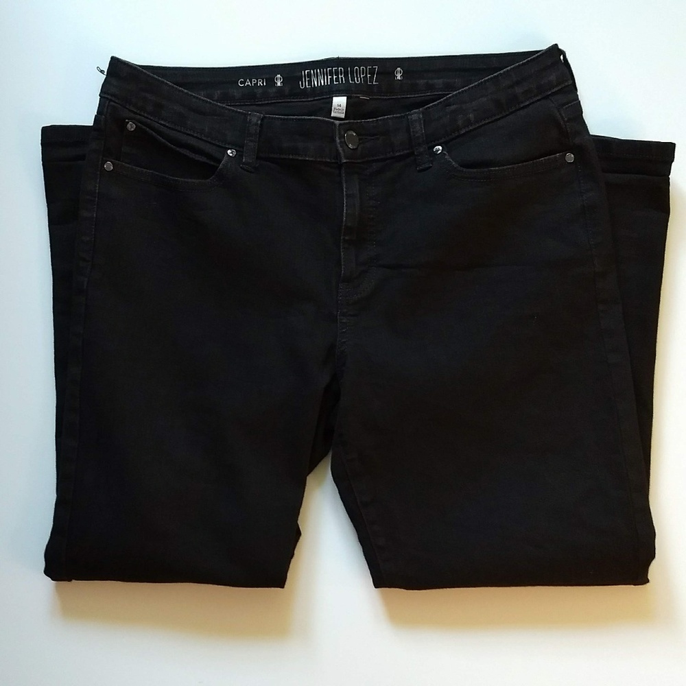Jennifer Lopez Womens Black Capri 14 34x25